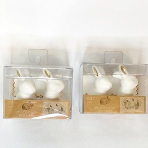 (2) Easter Bunny Ceramic Place Card Holders